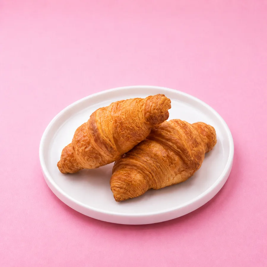 Freshly baked plain croissants